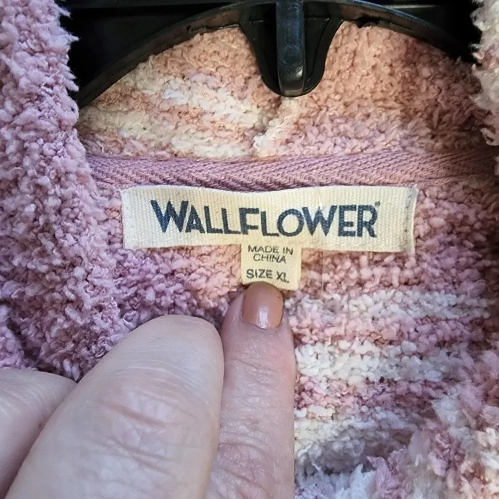 Wallflower hoodie sweater XL pink & white striped soft comfy - Picture 3 of 3